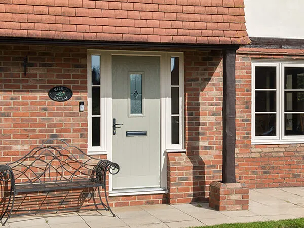 Farmhouse Ivy Forte Door in Olive Grey with Prestige Glass