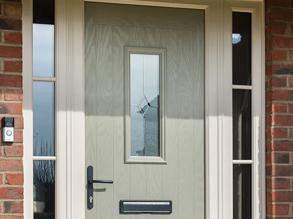 Farmhouse Ivy Forte Door in Olive Grey with Prestige Glass